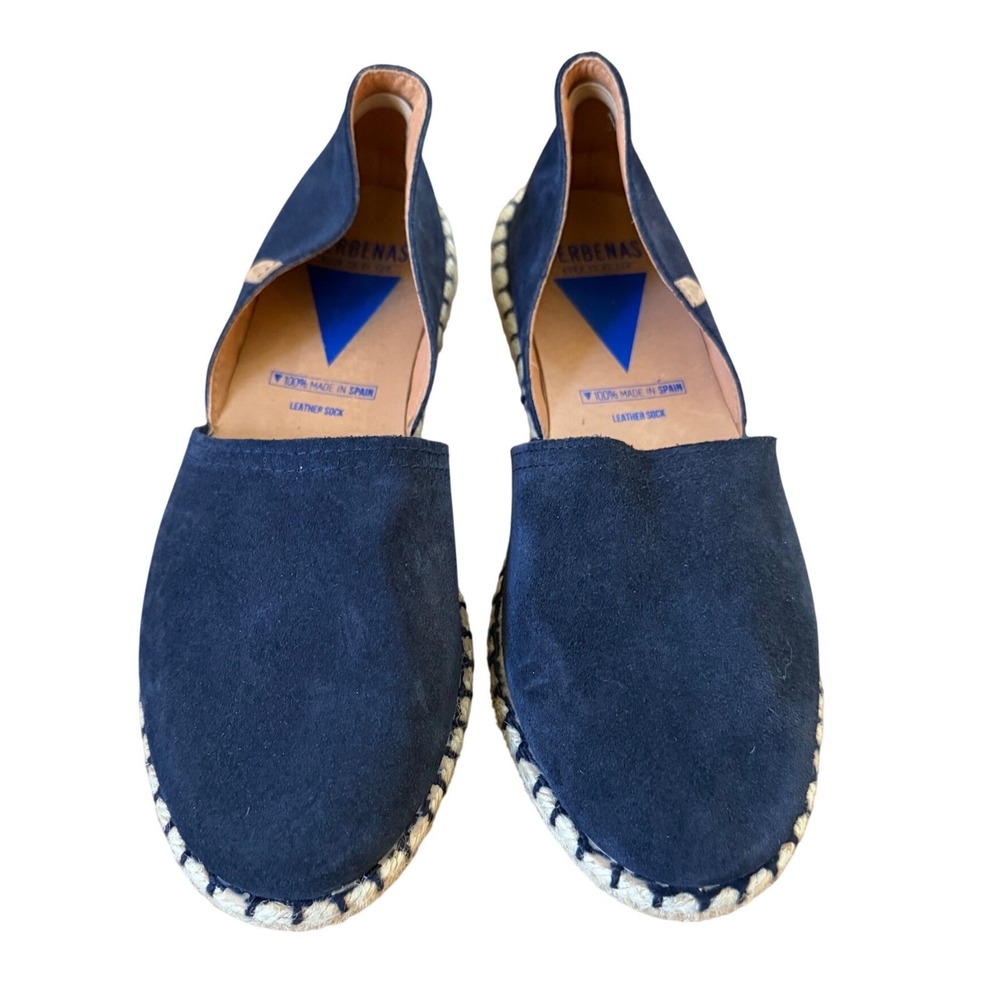 Verbenas Carmen Navy Blue Suede Espadrille Flats Made in Spain Women Size 40